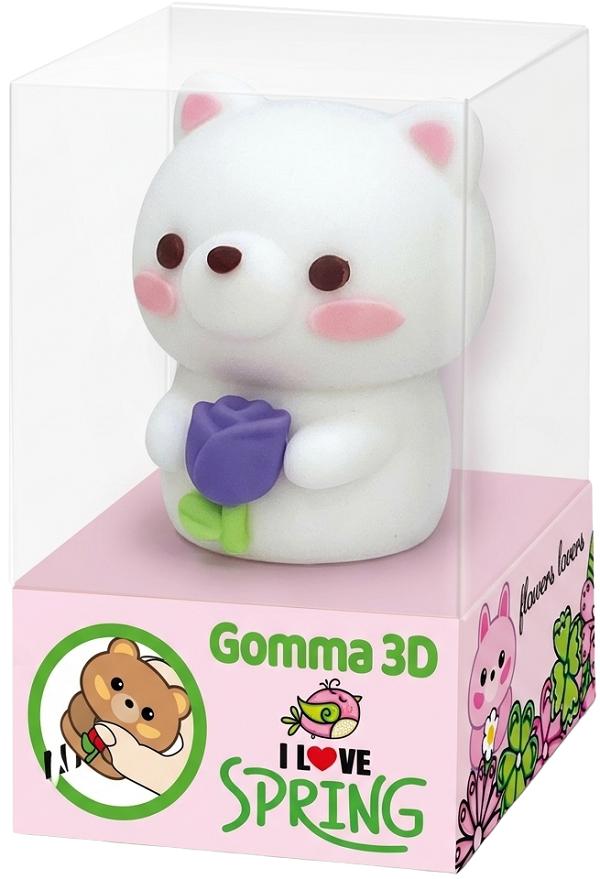 Radiera Flowers Lovers 3D. Ursulet alb