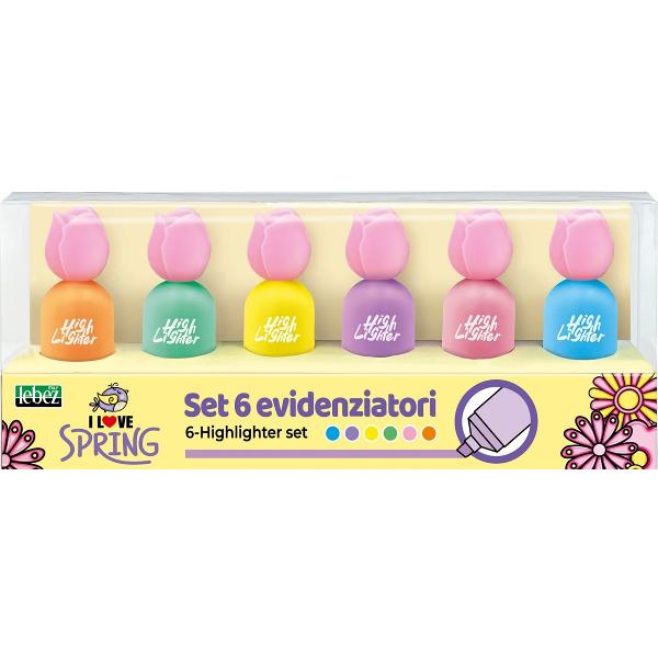 Set 6 markere evidentiatoare Puffy Tulips