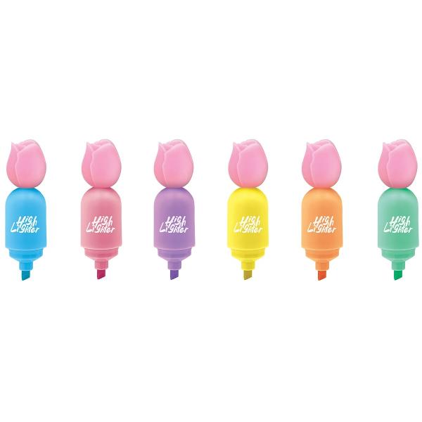 Set 6 markere evidentiatoare Puffy Tulips