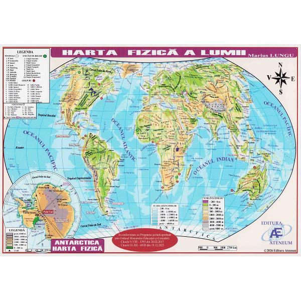 Plansa: Harta lumii. Harta politica, harta fizica A4