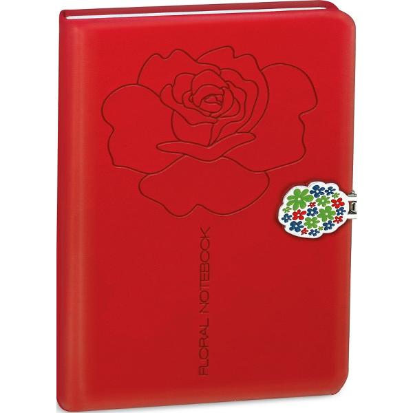 Jurnal cu inchidere magnetica: Floral. Rosu