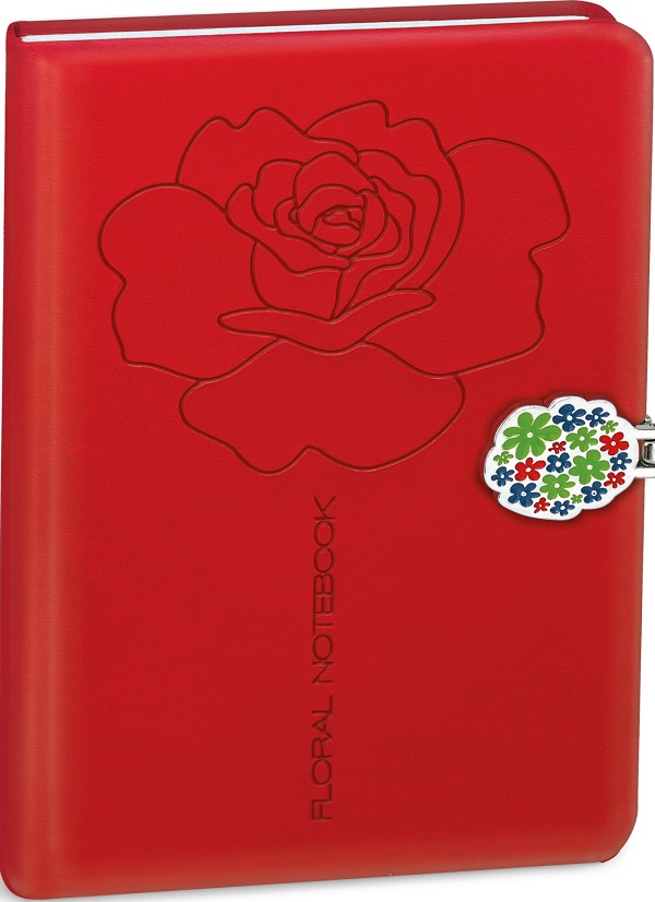 Jurnal cu inchidere magnetica: Floral. Rosu