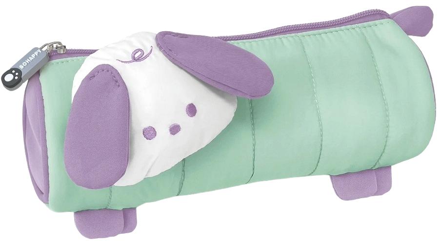 Imaginea produsului 'Penar Cilindric matlasat Cute Dog. Verde-Mov'