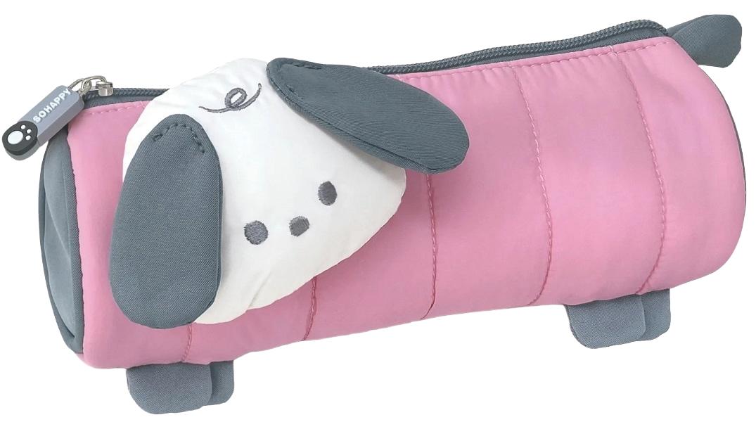 Imaginea produsului 'Penar Cilindric matlasat Cute Dog. Roz-Gri'