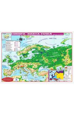 Coperta cărții 'Planșă: Harta Europei. Harta politică, harta fizică A4'