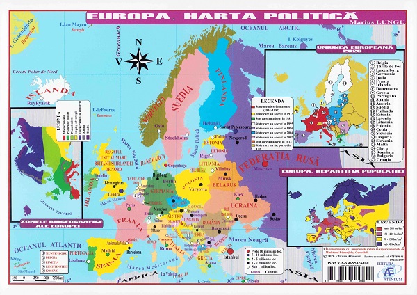 Coperta cărții 'Planșă: Harta Europei. Harta politică, harta fizică A4'