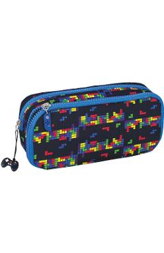 Imaginea produsului 'Penar Game Over cu 2 fermoare și charms. Negru-albastru'