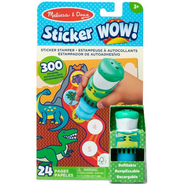 Set de joaca autocolante si stampila: Sticker Wow. Dinozaur