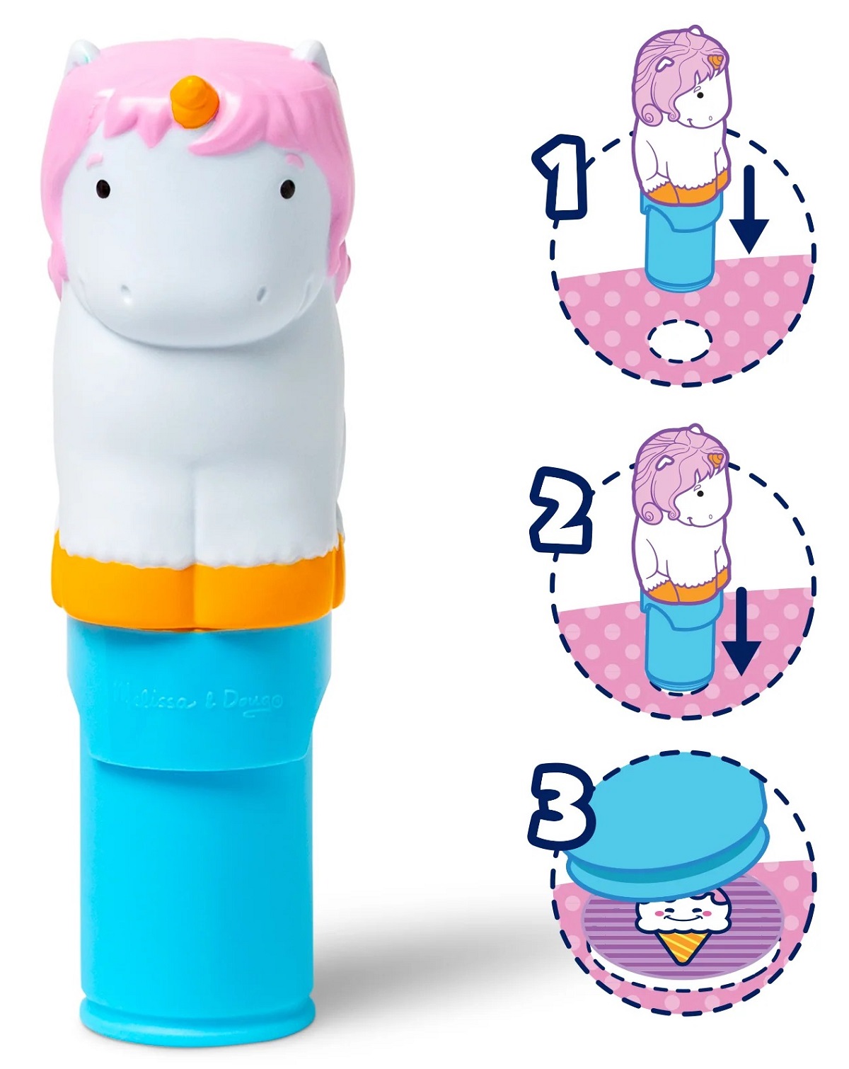 Imaginea produsului 'Set de joacă autocolante și ștampilă: Sticker Wow. Unicorn'