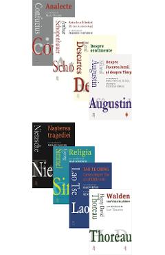 Coperta cărții 'Pachet 8 cărți: Forma mentis - Confucius, Arthur Schopenhauer, Rene Descartes, Sfantul Augustin, Friedrich Nietzsche,'