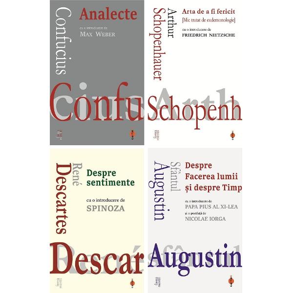 Pachet 8 carti: Forma mentis - Confucius, Arthur Schopenhauer, Rene Descartes, Sfantul Augustin, Friedrich Nietzsche, Georg Simmel, Lao Tse, Henry David Thoreau