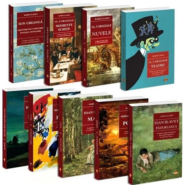 Pachet 9 carti: Marii clasici - Ion Creanga, I.L. Caragiale, Mihai Eminescu, Ion Slavici