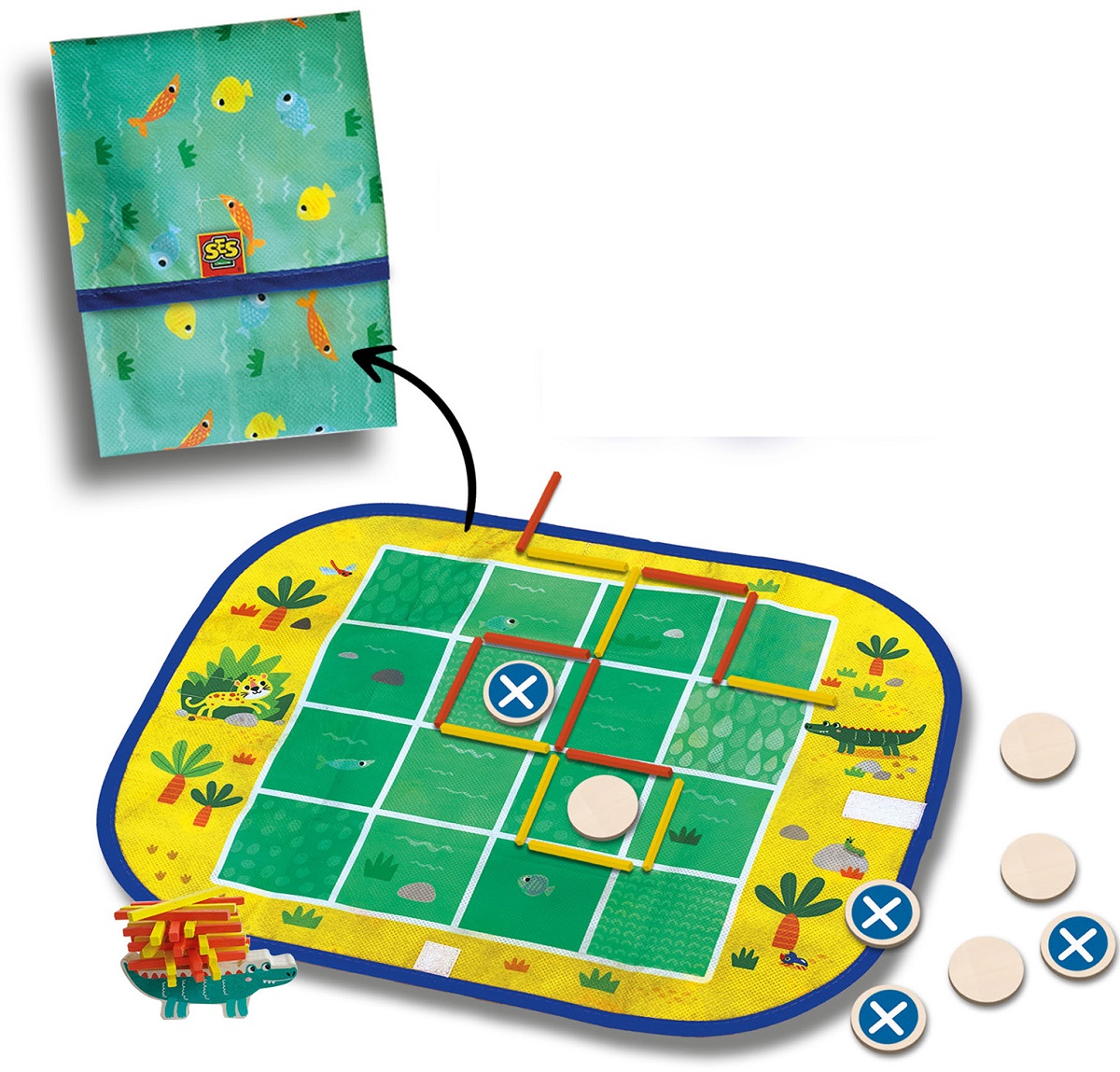 Imaginea produsului 'Joc Wrap and Go: Patru la rând, Buline și cutii, Pachet Croco'