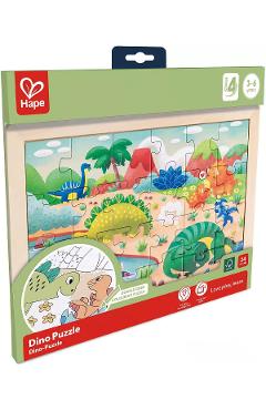 Imaginea produsului 'Puzzle din lemn 2 în 1. Dinozauri'