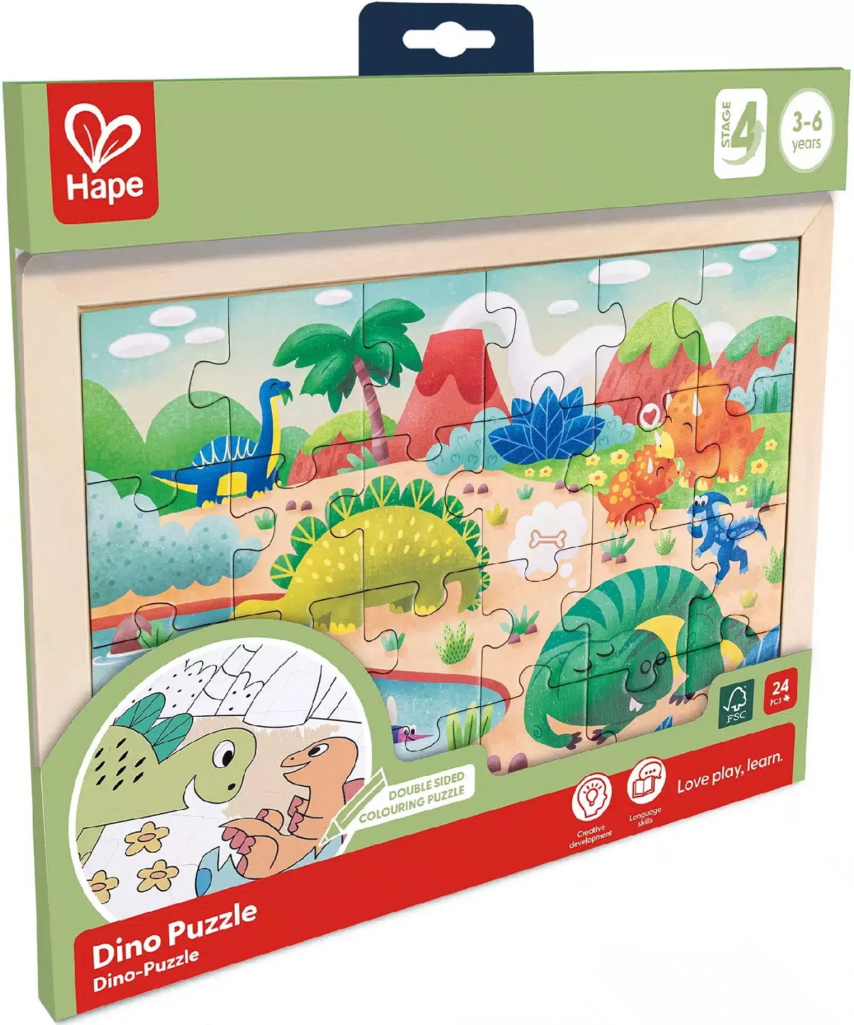 Imaginea produsului 'Puzzle din lemn 2 în 1. Dinozauri'