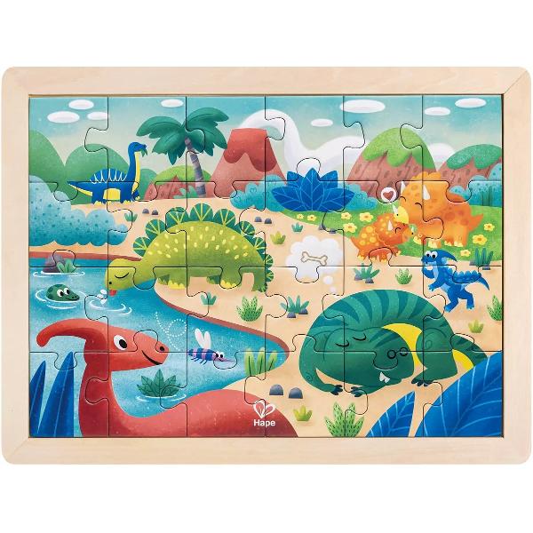 Puzzle din lemn 2 in 1. Dinozauri