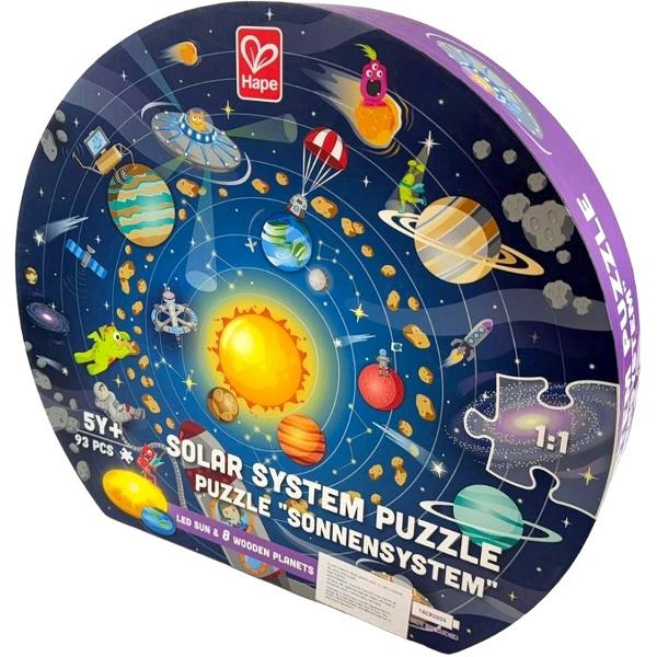 Puzzle. Sistemul Solar cu LED si planete din lemn