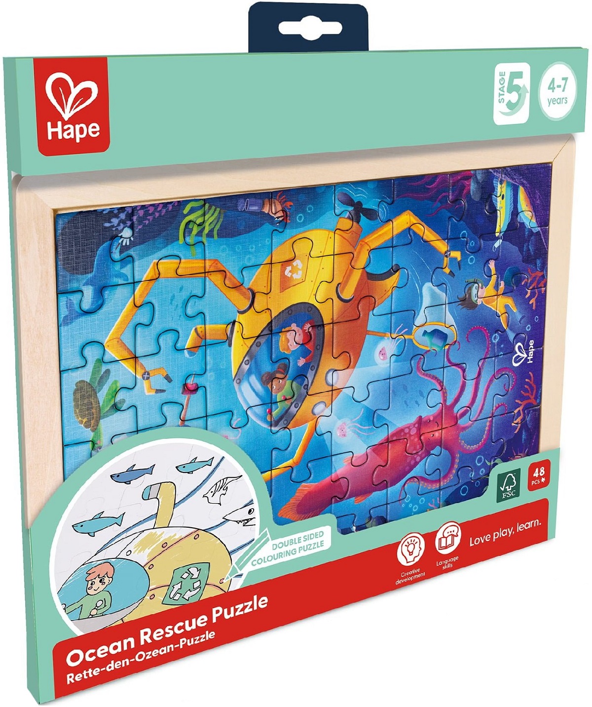 Imaginea produsului 'Puzzle din lemn 2 în 1. Salvarea oceanului'