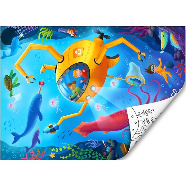 Puzzle din lemn 2 in 1. Salvarea oceanului