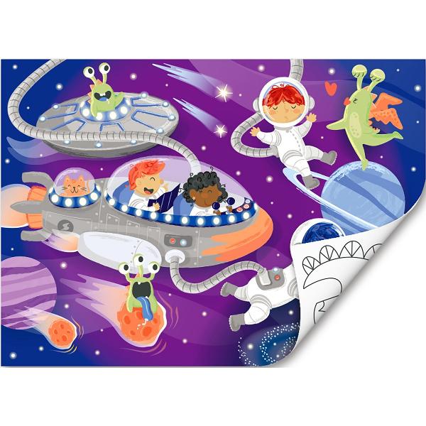 Puzzle din lemn 2 in 1. Prietenii din spatiu