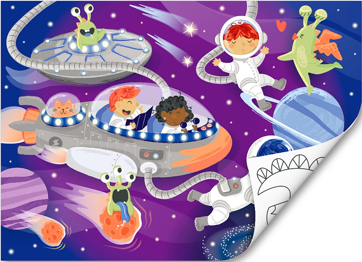 Imaginea produsului 'Puzzle din lemn 2 în 1. Prietenii din spațiu'