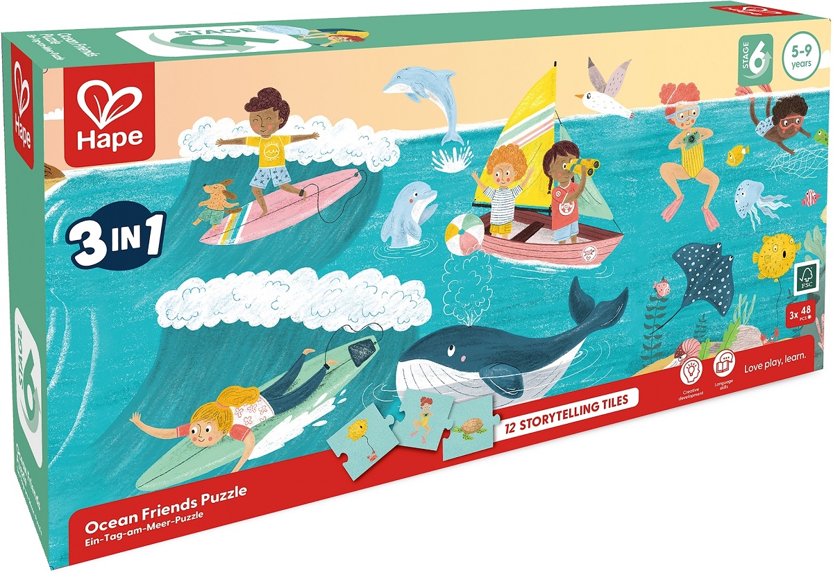 Imaginea produsului 'Puzzle 3 în 1. Prietenii oceanului + 12 piese storytelling'