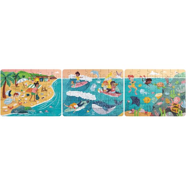 Puzzle 3 in 1. Prietenii oceanului + 12 piese storytelling