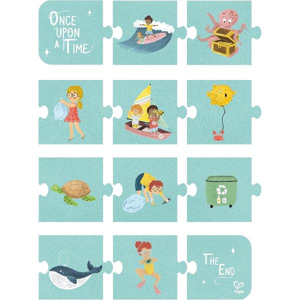 Puzzle 3 in 1. Prietenii oceanului + 12 piese storytelling