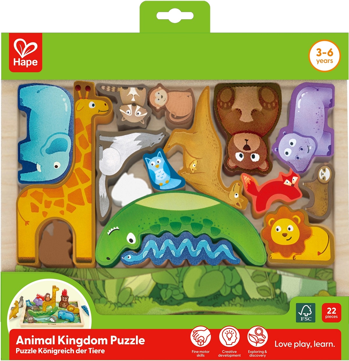 Imaginea produsului 'Puzzle din lemn. Regatul animalelor'