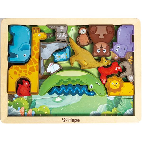 Puzzle din lemn. Regatul animalelor