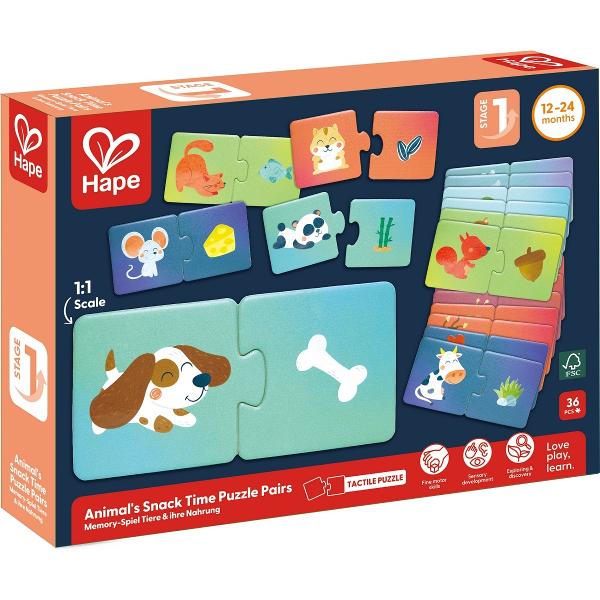 Puzzle: Potriveste perechea. Animale si gustari