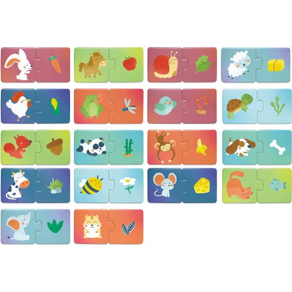 Puzzle: Potriveste perechea. Animale si gustari