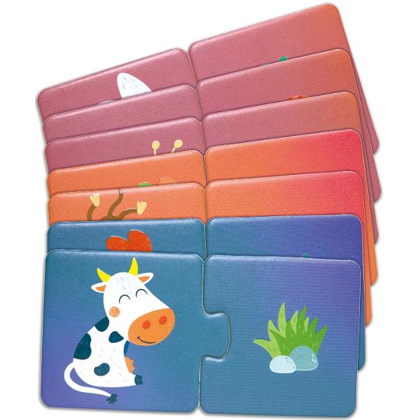 Puzzle: Potriveste perechea. Animale si gustari