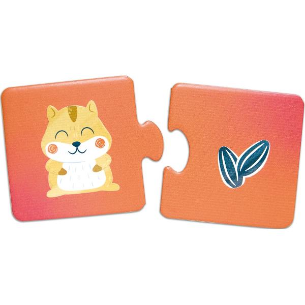 Puzzle: Potriveste perechea. Animale si gustari