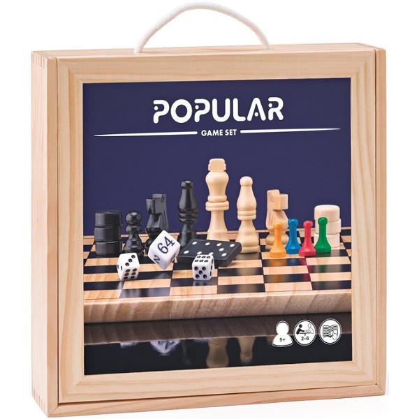 Set jocuri clasice: Sah, Dame, Table, Domino, Nu te supara, Moara, Dame chinezesti