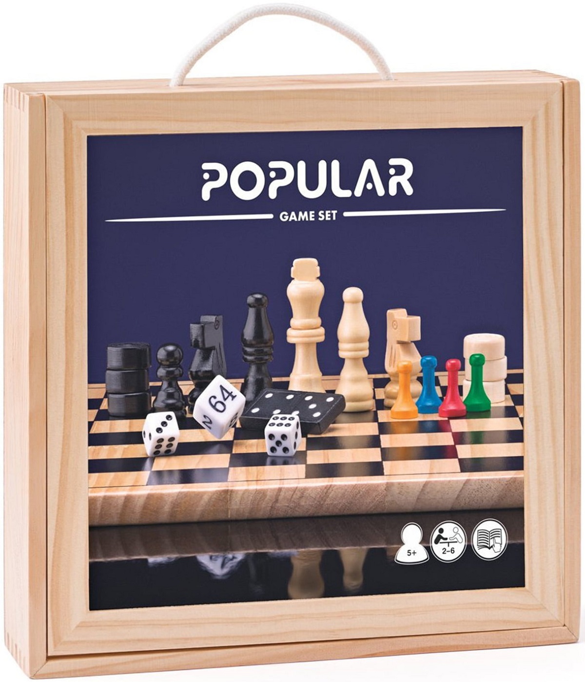 Imaginea produsului 'Set jocuri clasice: Șah, Dame, Table, Domino, Nu te supăra, Moară, Dame chinezești'