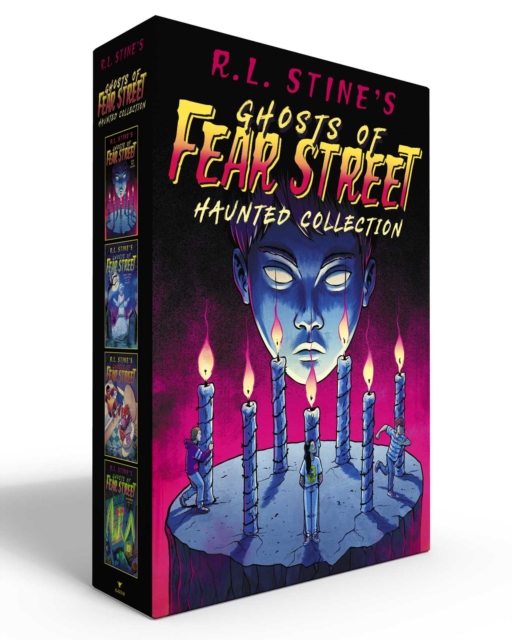 Coperta cărții 'R.L. Stine's Ghosts of Fear Street Haunted Collection (Boxed Set): Hide and Shriek; Who's Been Sleeping in My Grave?;'