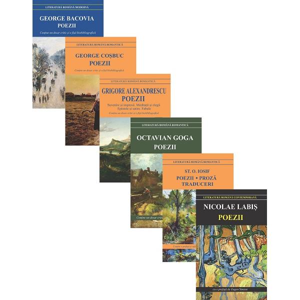 Pachet 6 carti: Poezii. Autori romani - George Bacovia, George Cosbuc, Grigore Alexandrescu, Octavian Goga, Stefan Octavian Iosif, Nicolae Labis