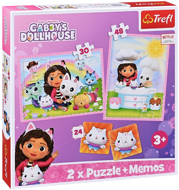 Imaginea produsului 'Puzzle 2 in 1 + Memos. Gabby's Dollhouse'