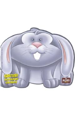 Coperta cărții 'Iepurele + Ou de lemn pictat. Carte de colorat cu abțibilduri'