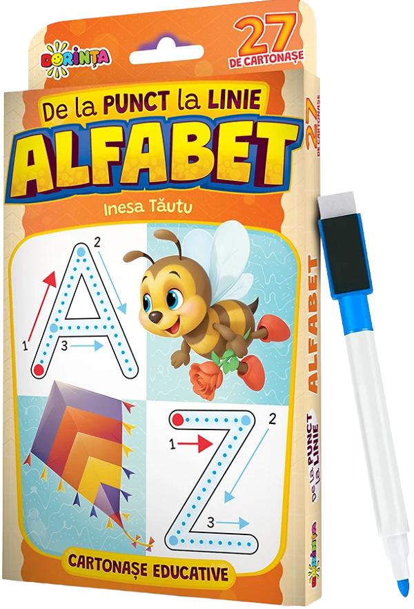 Coperta cărții 'De la punct la linie: Alfabet. 27 de cartonașe educative - Inesa Tăutu'