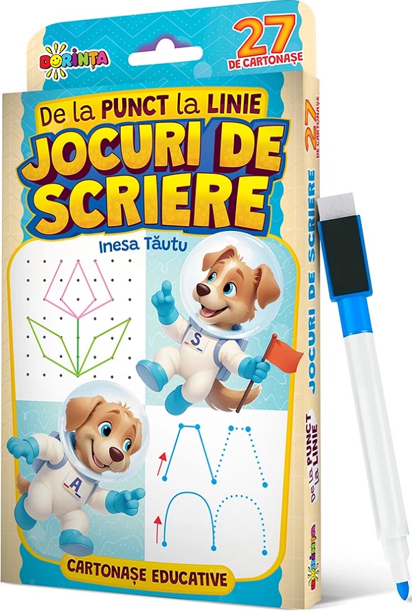 Coperta cărții 'De la punct la linie: Jocuri de scriere. 27 de cartonașe educative - Inesa Tăutu'