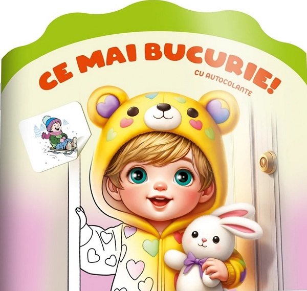 Coperta cărții 'Ce mai bucurie!! Carte de colorat cu autocolante'