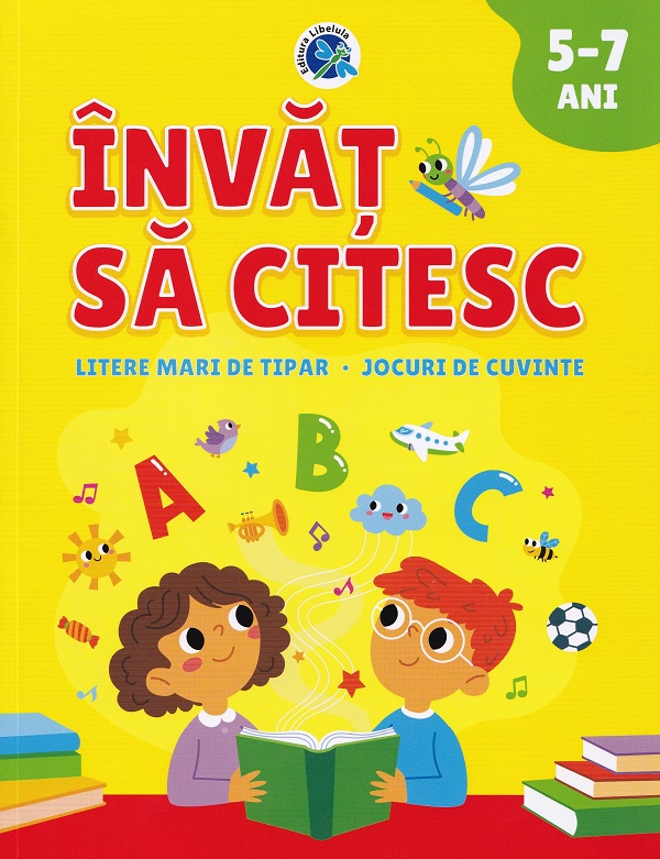 Coperta cărții 'Învăț să citesc. Litere mari de tipar. Jocuri de cuvinte 5-7 ani'