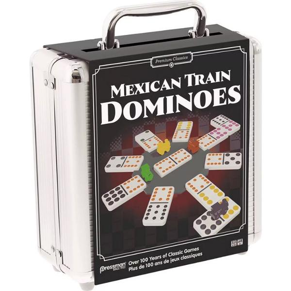 Joc Domino: Trenul mexican, in cutie metalica. Mexican Train Dominoes