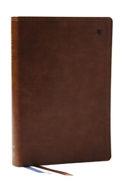 Coperta cărții 'Net Bible, Large Print Thinline with Cross References, Brown Leathersoft, Comfort Print, (Thumb Indexed) -'