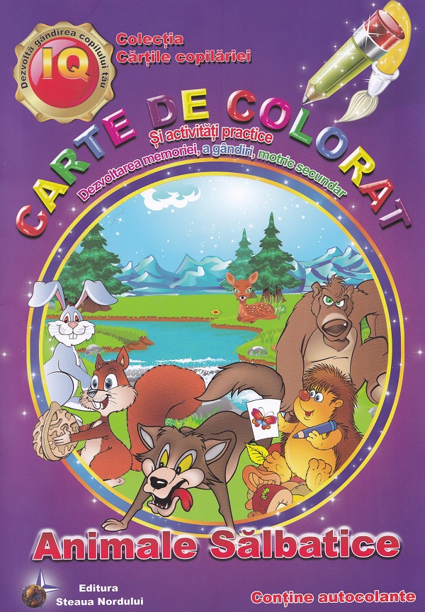 Coperta cărții 'Animale sălbatice. Carte de colorat și activități practice'