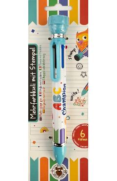 Imaginea produsului 'Pix multicolor cu 6 culori și ștampilă: ABC Campions. Albastru'