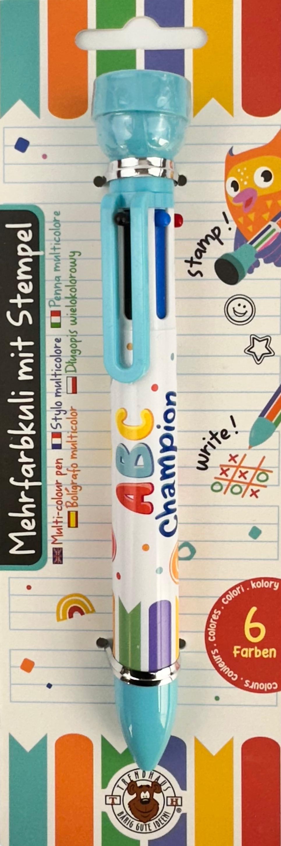 Imaginea produsului 'Pix multicolor cu 6 culori și ștampilă: ABC Campions. Albastru'