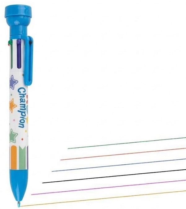 Imaginea produsului 'Pix multicolor cu 6 culori și ștampilă: ABC Campions. Albastru'